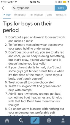 a text message that reads tips for boys on their period and how to use it