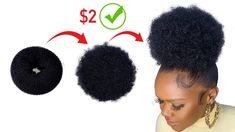 Afro bun hairstyle ideas | Hairstyle tutorial ideas Diy Hair Bun, Afro Hair Bun, African Fabric Dress, Diy Wig, Hair Buns, Cardio Workouts