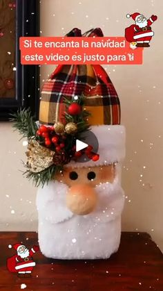 a santa clause hat sitting on top of a wooden table