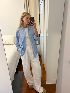 Linen Trousers And Shirt, White Linen Pants Outfit Work, White Cotton Pants Outfit, Cotton Pants Outfit, Linen Trousers Outfit, White Linen Pants Outfit, White Linen Trousers, Linen Pants Outfit, Wide Leg Linen Trousers