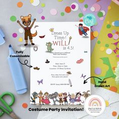 an image of childrens birthday party with cartoon characters on the front and back cover