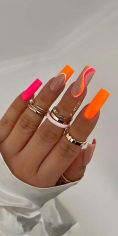 trendy summer nails for year 2023 Ideas Nails Summer 2023, Trendy Summer Nails 2023 Coffin, Long Nail Summer Ideas, Summer Nails 2023 Neon Colors, Acrylic Nail Summer Designs, Bright Cute Nails, Square Acrylic Nails Bright Colors, Summer Nails 2023 Bright Colors, Summer Nails Trendy Coffin