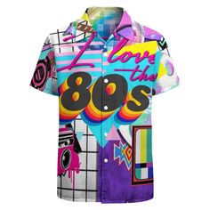 PRICES MAY VARY. Unique design : men's 80s party shirt casual short sleeves designed with front buttons for easy on and off, this shirt features a classic short sleeve style for easy on-trend style. The tapered fit and slim sleeves give you a modern look with a flattering cut that shapes the body for a stylish look that fits most body types. The streamlined design gives you a fresher look and the fabric is light and soft for all-day comfort. High Quality Breathable Material： 80s 90s shirt for me Retro Button-up Shirt For Summer, Retro Button-up Summer Shirt, Retro White Hawaiian Shirt For Summer, White Retro Hawaiian Shirt For Summer, Fun Short Sleeve Hawaiian Shirt For Summer, Retro Short Sleeve Shirt For Summer Beach, Retro Short Sleeve Beach Shirt For Summer, Fun Summer Hawaiian Shirt With Short Sleeves, Retro Summer Vacation Short Sleeve Shirt