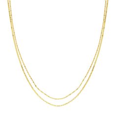 "Adjustable Valentino and Hammered Forzentina Chain Necklace Real 14K Yellow Gold *Metal: Real 14K Yellow Gold (Properly Stamped, 14K) *Condition: Brand New *Finish: Polished *Average Weight: 2.71 grams *Length: 16\" - 18\" (Adjustable) *Clasp/Bail: Lobster Lock All of our items are brand new and are shipped with a gift box." 14k Yellow Gold Double Strand Chain Necklace, Formal Double Chain 14k Gold Necklace, Formal 14k Gold Double Chain Necklace, Yellow Gold Double Chain Necklace For Formal Occasions, Formal Yellow Gold Necklace With Double Chain, Classic Yellow Gold Double Chain Necklaces, Yellow Gold Figaro Chain Necklace For Anniversary, Yellow Gold Double Strand Cable Chain Necklace, Double Layer Necklace