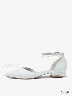 Lasaky - Exquisite Bridal Flats: Elegant Pointed Toe PU Leather Bridal Shoes Fall Toes, Evening Style, Bridal Flats, Elegant Embroidery, Wedding Sandals, Pointed Heels, Satin Wedding, Open Toe Sandals, Leather Mini Skirts