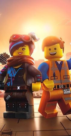 the lego movie poster features two people holding hands and one is wearing an orange vest