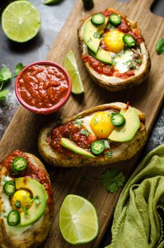 baked potato skins with avocado and salsa