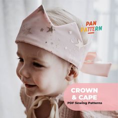 Baby crown and cape PDF sewing pattern ready for instant download.  4 files: two patterns and two instructions (two for crown and two for cape) with graphic step-by-step sewing instructions.  The patterns can be printed on a home printer on A4 paper and taped all the pages together. The cape pattern is available in two sizes: 80 and 90 cm (29.5" and 33.5") long. NOTE: The one part of pattern is rectangle. The pattern file does not contain it, but the exact dimensions you need to cut are describe Cape Sewing Pattern, Cape Sewing, Cape Pattern Sewing, Silk Cape, Baby Crown, Cape Pattern, Sewing Instructions, A4 Paper, Pdf Sewing Patterns