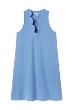 Pima Scallop Tank Gown in Baltic Blue Blue V-neck Nightgown For The Beach, Elegant Blue V-neck Nightgown, Light Blue V-neck Sleepwear For Spring, Light Blue V-neck Sleepwear For Summer, Blue Spring Vacation Nightgown, Sleeveless Blue Nightgown For Vacation, Blue Sleeveless Vacation Nightgown, Blue Summer Nightgown For Vacation, Blue V-neck Sleepwear For Vacation