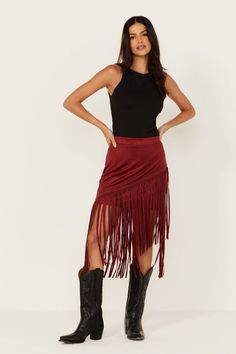 Shiloh Faux Suede Asymmetrical Fringe Skirt – Idyllwind Fueled by Miranda Lambert Suede Fringe Skirt, Boot Barn, Faux Suede Skirt, Fringe Fashion, Skirts With Boots, Fringe Skirt, Suede Skirt, Suede Fringe, Todays Outfit