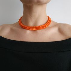 < Orange coral necklace > This product made according to the model of authentic traditional Ukrainian jewelry. The coral is modern, the design is vintage. Like 99% of the coral on the market these days, this coral has been dyed. I use bamboo coral which is not endangered or threatened in any way, unlike natural pink or red coral (the production of which is forbidden almost everywhere in the world). Bamboo coral doesn't mean it's not organic. Every bead of it has a distinctive and beautiful Coral Choker, Coral Jewelry Vintage, Ukrainian Jewelry, Coral Beads Necklace, Bamboo Coral, Necklace For Girlfriend, Orange Coral, Red Jewelry, Vintage Style Jewellery