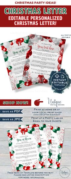 christmas party flyer template with red and green ornaments