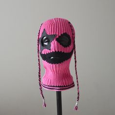 A cool collection of crochet women's and men's cotton yarn balaclavas a black star on the eye is available to order. Knitted neon pink ski mask #59 in the color scheme in the last image. Three black holes- for eyes and mouth.  Personalization and artful handwork make each piece unique.  Size: M- 22" - 22 3/8" (55.9 cm-56.8 cm)          L- 22 3/4"-23 1/8" (57.8 cm-58.7 cm)          XL- 23 1/2"-23 7/8" (59.7 cm-60.6 cm)           XXL- 24 5/8"-25" (62.5 cm-63.5 cm) Material: 50% cotton + 50% acryli Ski Masks, Crochet Ski Mask Pattern, Crochet Ski Mask, Crochet Bunny Ski Mask, Face Mask Outfit, Crochet Ski Mask For Men, Crochet Ski Mask With Ears, Crochet Skull Ski Mask, Mask Outfit