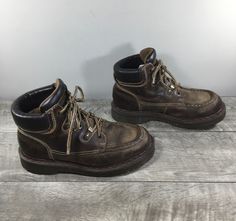 "Up on ETSY for buy it now is a pair of good condition, Vintage Dr. Martens 8507 Docs Leather Work Combat Mens Soft Toe Boots. Size UK 7 US 8. Made in England. Leather uppers. Rubber soles. From smoke-free home. Clean inside and out. Very well built and sturdy. Approximate Outside Dimensions: 11.5 inches heel to toe by 4.5 inches across the ball of footwear by 1.75 inches tall heels by 5.75 inches tall. Sold as is gently used.  Please check out the pictures. If you need more pictures or informat Vintage Combat Boots, Tall Heels, Vintage Dr Martens, Mens Chukkas, Work Boots Men, Vintage Clothing Men, Military Boots, Western Leather, Toe Boots