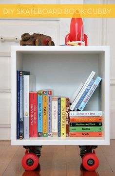 a white book shelf with books on it