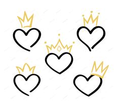 four hearts with crowns on them