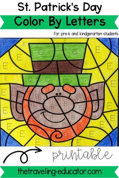 st patrick's day color by letters for pre - k and kindergarten students to use