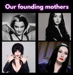 four different pictures of women with their hands on their face and the words, our founding mothers