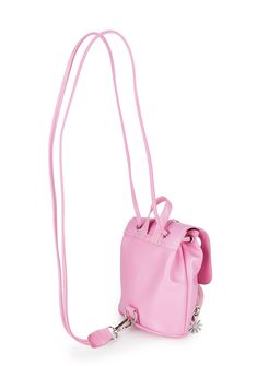 cuz you should. This mini backpack has a vegan leather construction, a cut out butterfly design on the flap, an adjustable drawstring closure, a front buckle closure, O-ring hardware, a front zipper pocket, a top handle, and adjustable straps. Trendy Adjustable Backpack, Pink Student Backpack For Spring, Pink Backpack For Students In Spring, Pink Leather Backpack With Adjustable Strap For School, Trendy Pink Leather Backpack, Casual Pink Leather Backpack With Adjustable Strap, Cute Small Backpacks Pink, Pink Backpack With Detachable Strap, Cheap Playful Pink Backpack