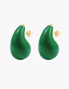 Length: 1.18" | 30mm Width: 0.78" | 20mm Secure push-back fastening Bold Green Earrings For Gift, Bold Green Earrings For Gifts, Bold Drop Earrings Jewelry Gift, Valentina Rose, Drop Gold Earrings, All That Glitters Is Gold, Smooth Edges, Enamel Earrings, Red Blue Green