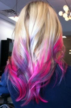 Pink Purple Hair, Dip Dye Hair, Bright Hair Colors, Hair Chalk, Ombre Hair, Purple Hair