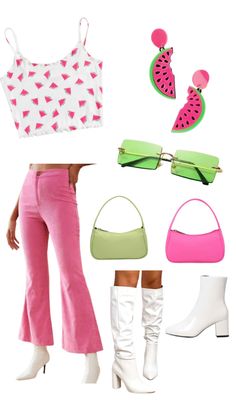 Harry Styles Aesthetic Outfits Concert, Watermelon Inspired Outfit, Harry Styles Themed Outfit, Watermelon Sugar Outfit, What To Wear To A Harry Styles Concert, Hslot Outfit Ideas 2023, Harry Styles Inspo Outfits