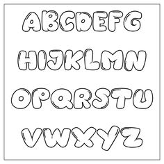 the alphabet is outlined in black and white