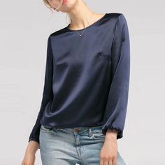 Elevate Your Wardrobe with Timeless Elegance Experience the perfect blend of style and comfort with our Classic Satin Long Sleeve T-Shirt for Women. Meticulously crafted for the modern woman, this top is a staple for those who appreciate elegance in their everyday attire. Whether you're dressing for a casual day out or a sophisticated evening event, this Harajuku-inspired shirt is sure to turn heads. Exceptional Design and Quality Our satin T-shirt is designed with a keen eye for detail, ensurin Black Satin Boat Neck Shirt, Semi-formal Long Sleeve Satin Blouse, Blue Satin Long Sleeve Top, Women’s Satin Shirt, Satin T Shirt, Blue Long Sleeve Non-stretch Blouse, Cardigan Sweater Vest, Satin Long Sleeve, T Shirt For Women