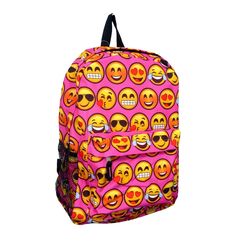 Introducing our Emoji Backpack, where practicality meets playfulness in the most delightful way! Step into a world of whimsy with this colorful and expressive backpack featuring a vibrant array of your favorite emojis. From cheeky winks to joyful grins, this backpack lets you wear your emotions on your sleeve (or rather, on your back!) as you navigate through your day with a touch of whimsical charm.

Crafted with durability and style in mind, our Emoji Backpack is perfect for school, work, trav Playful Pink Backpack, Playful Pink Standard Backpack, Fun Pink Backpack, Fun Travel Backpack For Back To School, Fun Pink Standard Backpack, Fun Rectangular Backpack For End Of School Year, Fun Backpack For Everyday Use And Back To School, Fun Red Bags For Back To School, Fun Student Backpack For Back To School