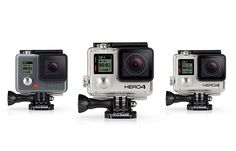 three different types of gopro cameras sitting side by side