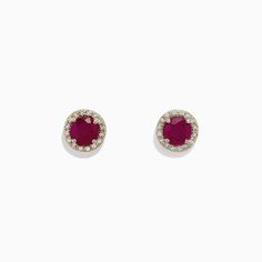 Effy Ruby Royale 14K Yellow Gold Ruby and Diamond Stud Earrings, 1.27 TCW Ruby Diamond Pendant, Ruby Stud Earrings, Round Diamond Halo, Crossover Diamond Ring, Ruby And Diamond Necklace, Diamond Circle Pendant, Diamond Flower Pendant, Ruby Earrings Studs, Ruby Diamond Rings