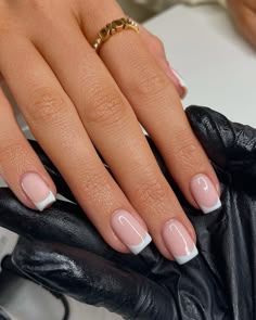 French Tip Gel Nails, Gel Nails French, Blue French Tips, Squoval Nails, French Manicure Nails, Basic Nails, French Tip Acrylic Nails, Work Nails, French Acrylic Nails