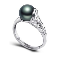 PRICES MAY VARY. Elegant Design: This adjustable black pearl ring features a beautiful, lustrous 8 mm black pearl that sits elegantly atop the ring, adding timeless sophistication to any outfit look. This exquisite ring is an elegant work of art, perfect for your everyday wear or collection. High Quality Materials: Made of genuine freshwater pearls and hypoallergenic silver-plated copper, this black pearl ring is durable enough to resist scratches and fading, while being gentle on sensitive skin Black Pearl Rings, Black Pearl Ring, Silver Pearl Ring, Pearl Rings, Womens Rings Fashion, Freshwater Pearl Ring, Versatile Jewelry, Ring Women, Elegant Ring