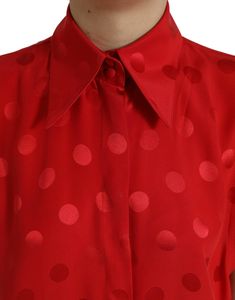 DOLCE & GABBANA Gorgeous brand new with tags, 100% Authentic Dolce & Gabbana sleeveless collared button down blouse with polka dots print. Model: Sleeveless collared top Material: 100% Silk Color: Red with polka dots Front button closure Logo details Made in Italy Fitted Polka Dot Collared Shirt, Red Collared Party Blouse, Classic Fitted Polka Dot Tops, Classic Fitted Polka Dot Blouse, Summer Polka Dot Collared Tops, Polka Dot Collared Summer Tops, Elegant Polka Dot Button-up Tops, Elegant Button-up Polka Dot Tops, Elegant Polka Dot Top With Buttons