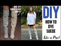 Yes, it is possible to dye suede shoes. If you want a different color on your shoes, make sure to pick a dye that works with suede. Learn here how to do it. Dye Suede Shoes Diy, Cleaning Suede, Diy Tie Dye Designs, Boots Diy, How To Dye Shoes, Boot Covers, Beige Boots, Craft Board, Upcycled Clothes