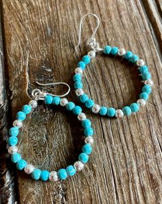 Turquoise and sterling silver hoops .925 stamped sterling silver Real turquoise stones Artisan made in Mexico Turquoise Hoop Earrings With Natural Stones, Handmade Southwestern Turquoise Hoop Earrings, Southwestern Turquoise Nickel-free Hoop Earrings, Turquoise Southwestern Nickel-free Hoop Earrings, Southwestern Turquoise Hoop Earrings Nickel Free, Artisan Turquoise Hoop Earrings, Artisan Nickel-free Turquoise Hoop Earrings, Handmade Small Hoop Turquoise Jewelry, Handmade Turquoise Sterling Silver Hoop Earrings