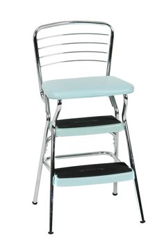 COSCO Stylaire Retro Chair + Step Stool with Flip-Up Seat - N/A - N/A Wood Step Stool, Bar Space, Folding Step Stool, Wood Steps, Counter Height Chairs, Retro Chair, Counter Chairs, Stool Chair, Chair Types