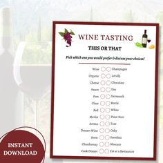 a wine tasting game is shown with a glass of wine