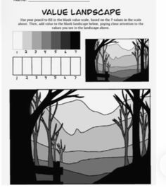 Shading And Value Worksheet, Value Elements Of Design, Value Scale Art Projects, How To Teach Value In Art, Value Lessons In Art Elementary, Digital Art Values Tutorial, Value Scale Worksheet, Form And Value Art Project, Acromatic Painting