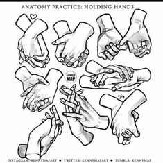 hands and fingers are shown with the words anatomy practice holding hands