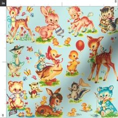 an image of children's wallpaper with animals on it