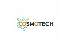 the cosmotech logo is shown in black and orange, with dots on it