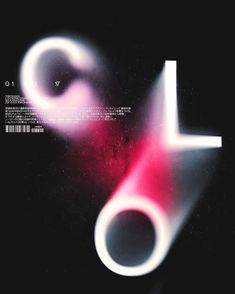 an abstract poster with the letter l in white and pink