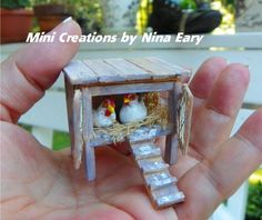 mini creations by nina early miniature chickens in a tiny house made out of wood