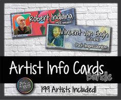 the artist info cards bundle includes 200 + artists included