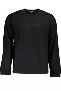 Calvin Klein Black Cotton Men Men's Sweater Calvin Klein Collection, Bold Logo, Round Neck Sweatshirts, Logo Sweatshirt, Sweater Brands, Round Neck Sweaters, Guess Jeans, Calvin Klein Black, Print Logo