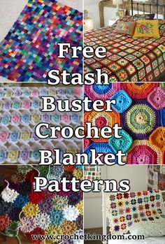 crochet blanket patterns with text that reads free stash buster crochet blanket patterns