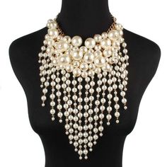 Women Jewelry Necklace Set Birthday Party Multi-layer Imitation Pearl Tassel | eBay Pearl Bridal Jewelry Sets, Black And White Jewelry, Crystal Bridal Jewelry Sets, Boho Statement Necklace, Beaded Bib Necklace, Pearl Bridal Jewelry, Body Chains, Collar Choker, Pearl Necklace Earrings