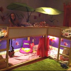 how we use small spaces for play and... Hall Decoration Ideas, Ikea Beds, Ikea Bunk Bed, Sibling Room, Girls Room Diy, Kids Room Ideas, Ikea Kura Bed, Hall Decoration, Kids Shared Bedroom