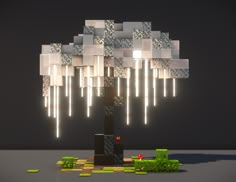 Minecraft Ice Sculpture, Minecraft Crystal Tree, Minecraft Sun And Moon Build, Temple Minecraft Ideas, White Castle Minecraft, Minecraft Candle Ideas, Minecraft Magic Forest, Minecraft Pillar Designs, Minecraft Crystal